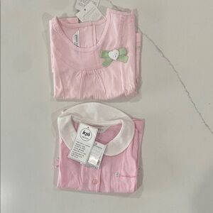 Paco Rabanne Pink and White Pajama tops with Feminine Accents- girls